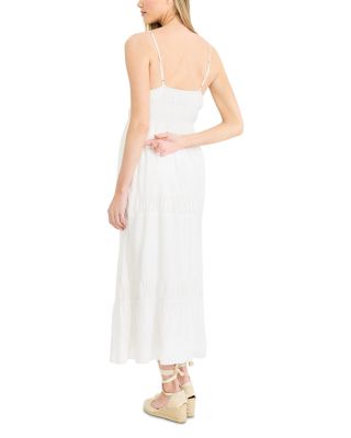 Sleeveless Tiered Midi Dress with Front Tie