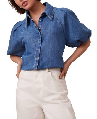  Women's Denim Puff Sleeve Shirt