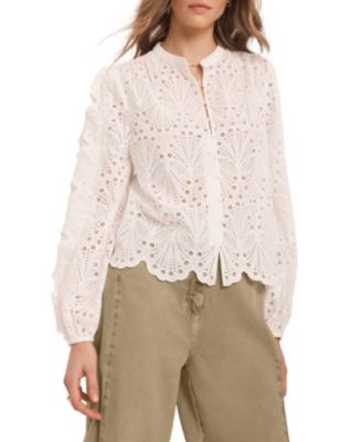  Women's Cotton Broderie Detail Blouse
