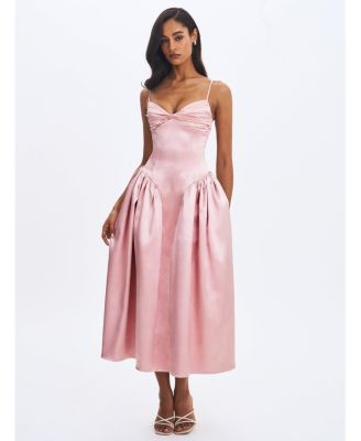  Tullia Satin Ruched Midi Dress
