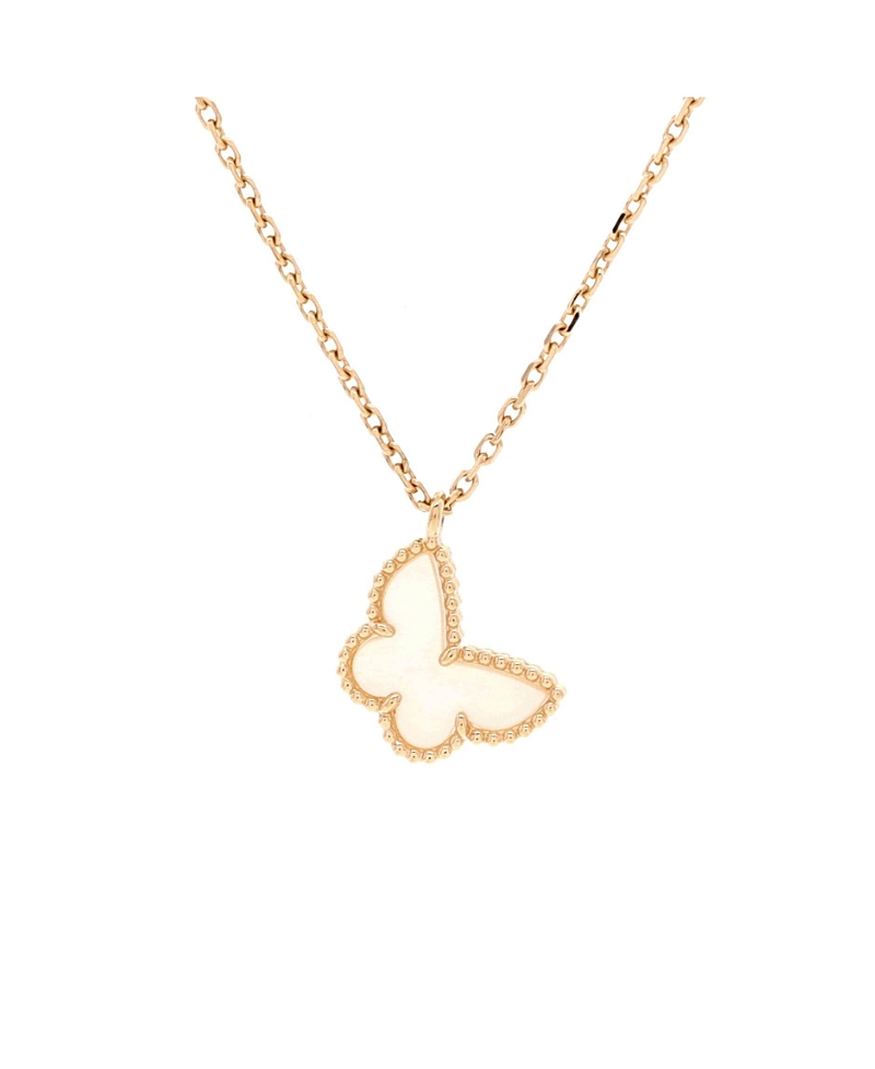 Pre-Owned Van Cleef & Arpels Sweet Alhambra Butterfly Pendant Necklace 18K Gold and Mother of Pearl, 15.75"