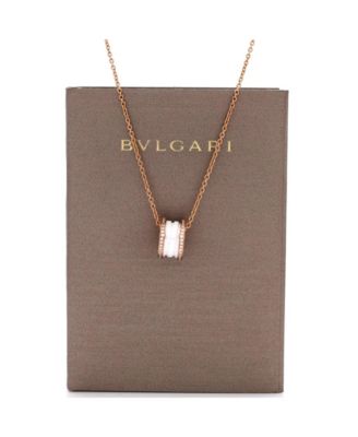  B.Zero1 Pendant Necklace 18K Rose Gold and Ceramic with Diamonds, 18"