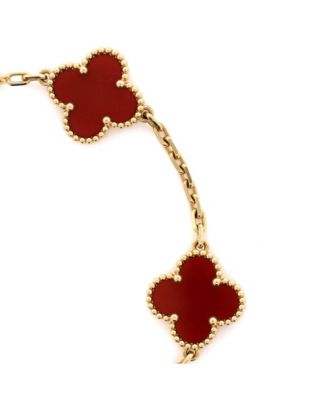  Vintage-like Alhambra 5 Motifs Bracelet 18K Gold and Carnelian