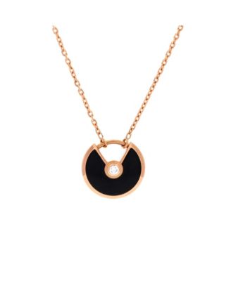  XS Amulette de Cartier Pendant Necklace 18K Rose Gold with Onyx and Diamond, 16.25"