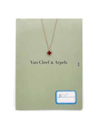  Sweet Alhambra Pendant Necklace 18K Rose Gold and Carnelian, 15.5"