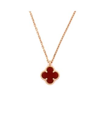  Sweet Alhambra Pendant Necklace 18K Rose Gold and Carnelian, 16.25"