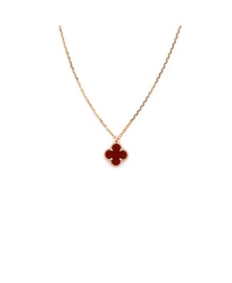  Sweet Alhambra Pendant Necklace 18K Rose Gold and Carnelian, 15.5"