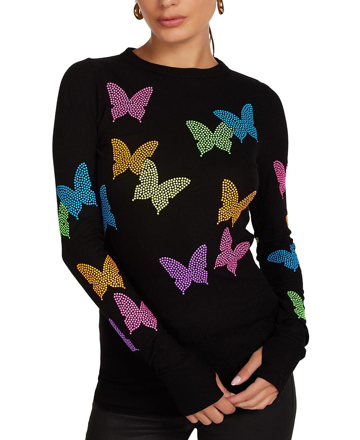 Lauren Moshi McKinley Neon Stud Butterflies Top