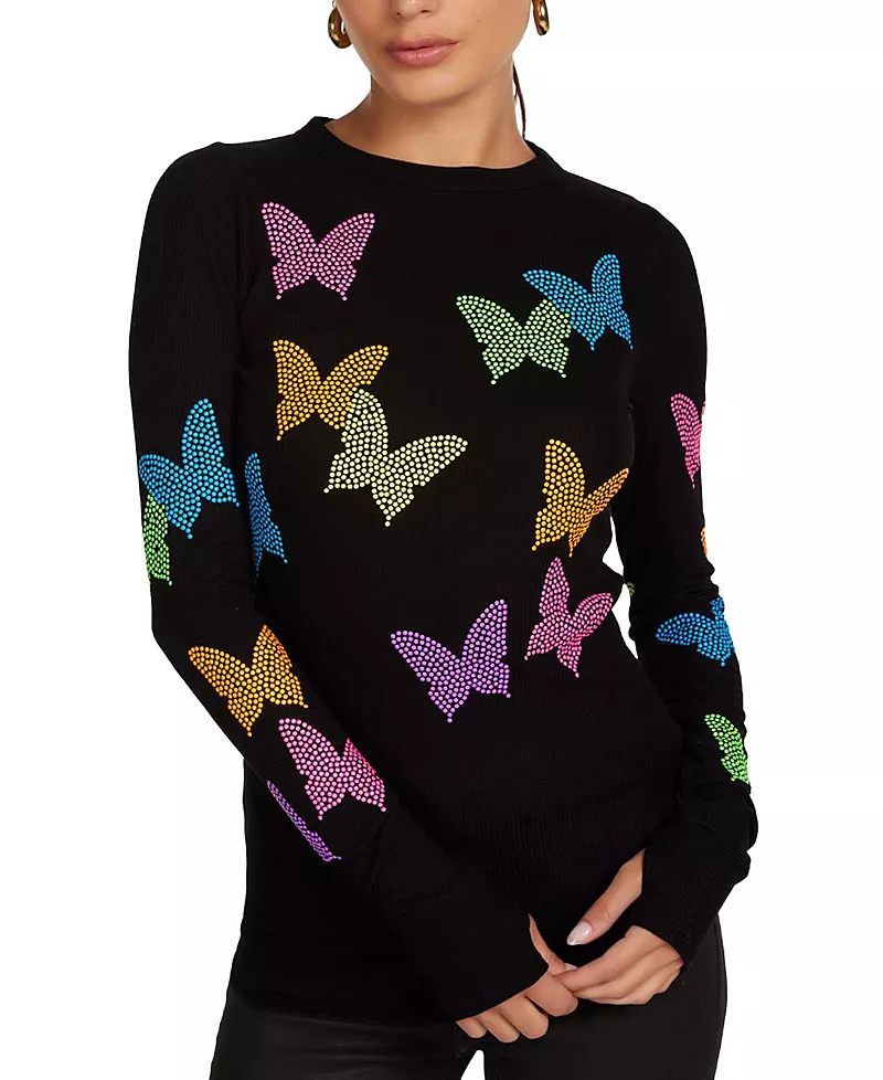 Lauren Moshi McKinley Neon Stud Butterflies Top
