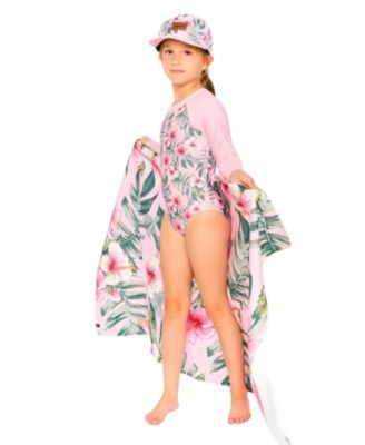  Girls' Lightweight Hibiscus Beach Towel - Big Kid