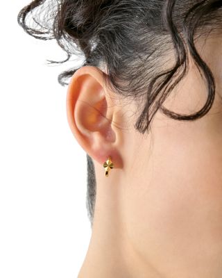 Spade Flower Huggie Hoop Earrings