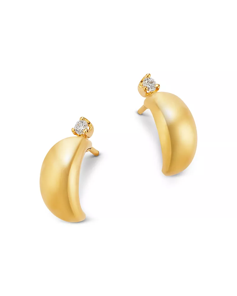 Zoe Chicco 14K Yellow Gold Prong Diamonds Thin Aura Huggie Hoop Earrings