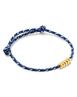 14K Yellow Gold Paracord Rondelle Slider Bracelet, 5-9"
