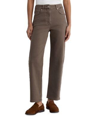 Selin Mid Rise Straight Ankle Jeans in Mocha Brown