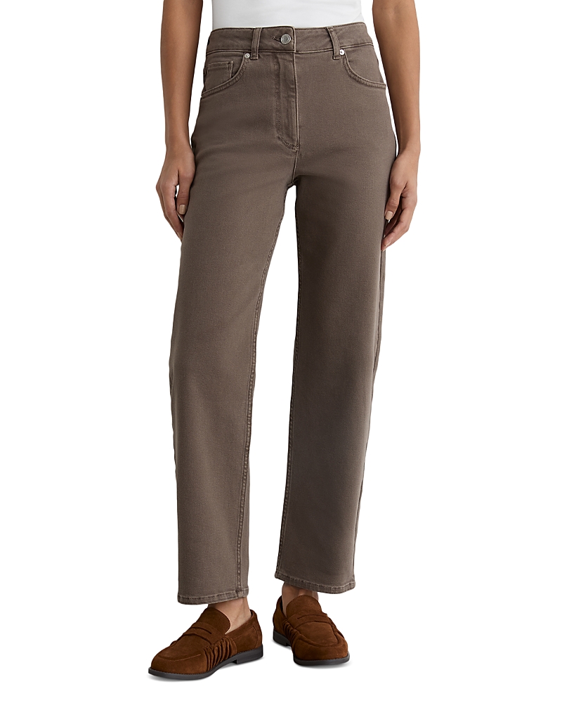 Reiss Selin Mid Rise Straight Ankle Jeans in Mocha Brown