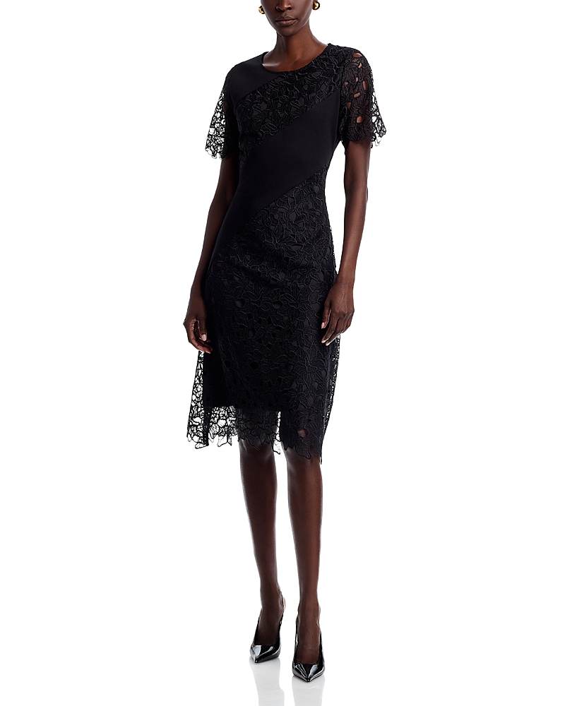 Misook Woven Mixed Media Midi Dress