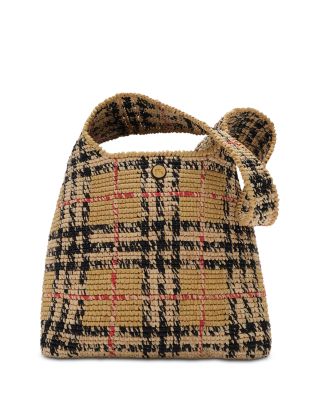 Margate Small Check Raffia Hobo Bag