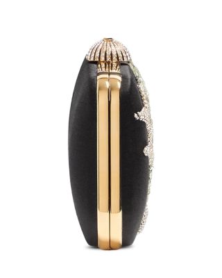 Minaudiere Rhinestone & Sequin Flower Chain Strap Wallet