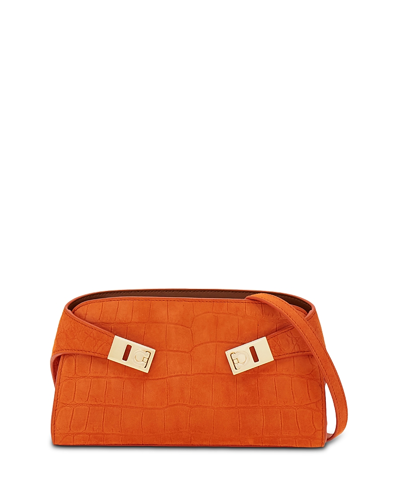 Ferragamo Hug Mini Embossed Suede Crossbody