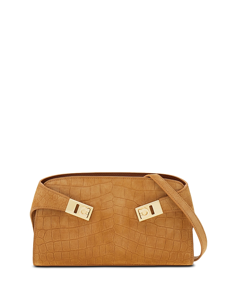 Ferragamo Hug Mini Embossed Suede Crossbody