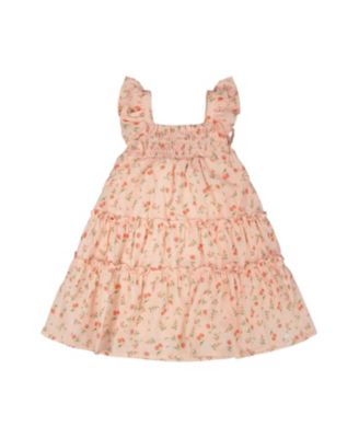  Girls' Multi-Tiered Flowers Dress with Smocking - Big Kid