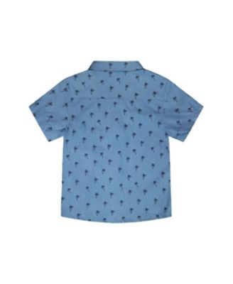 Boys' Short Sleeve Palm Print Chambray Shirt - Baby