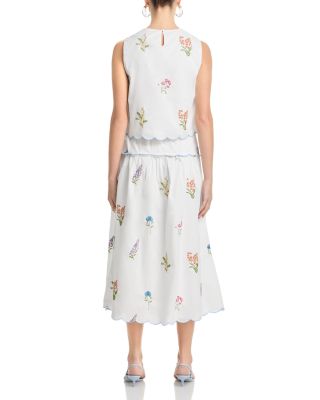 Embroidered Scallop Tank & Midi Skirt Set - Exclusive