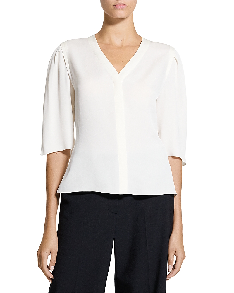 Theory Round Sleeved Silk Top