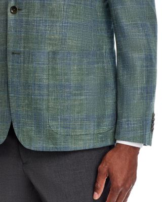 Loro Piana Fabric Wool, Silk, & Linen Plaid Unstructured Regular Fit Sport Coat - Exclusive