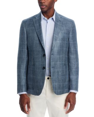 Loro Piana Fabric Wool, Silk, & Linen Windowpane Unstructured Regular Fit Sport Coat - Exclusive