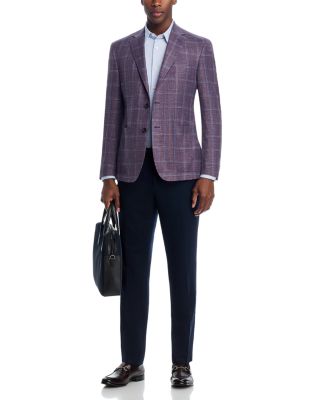 Loro Piana Fabric Wool, Silk, & Linen Windowpane Unstructured Regular Fit Sport Coat - Exclusive