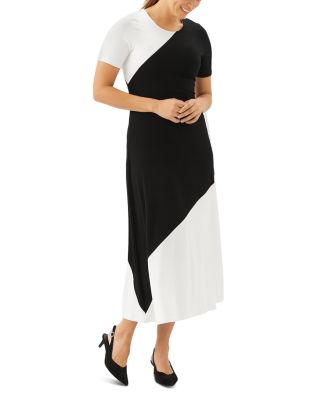 Short Sleeve Contrast Midi Dress
