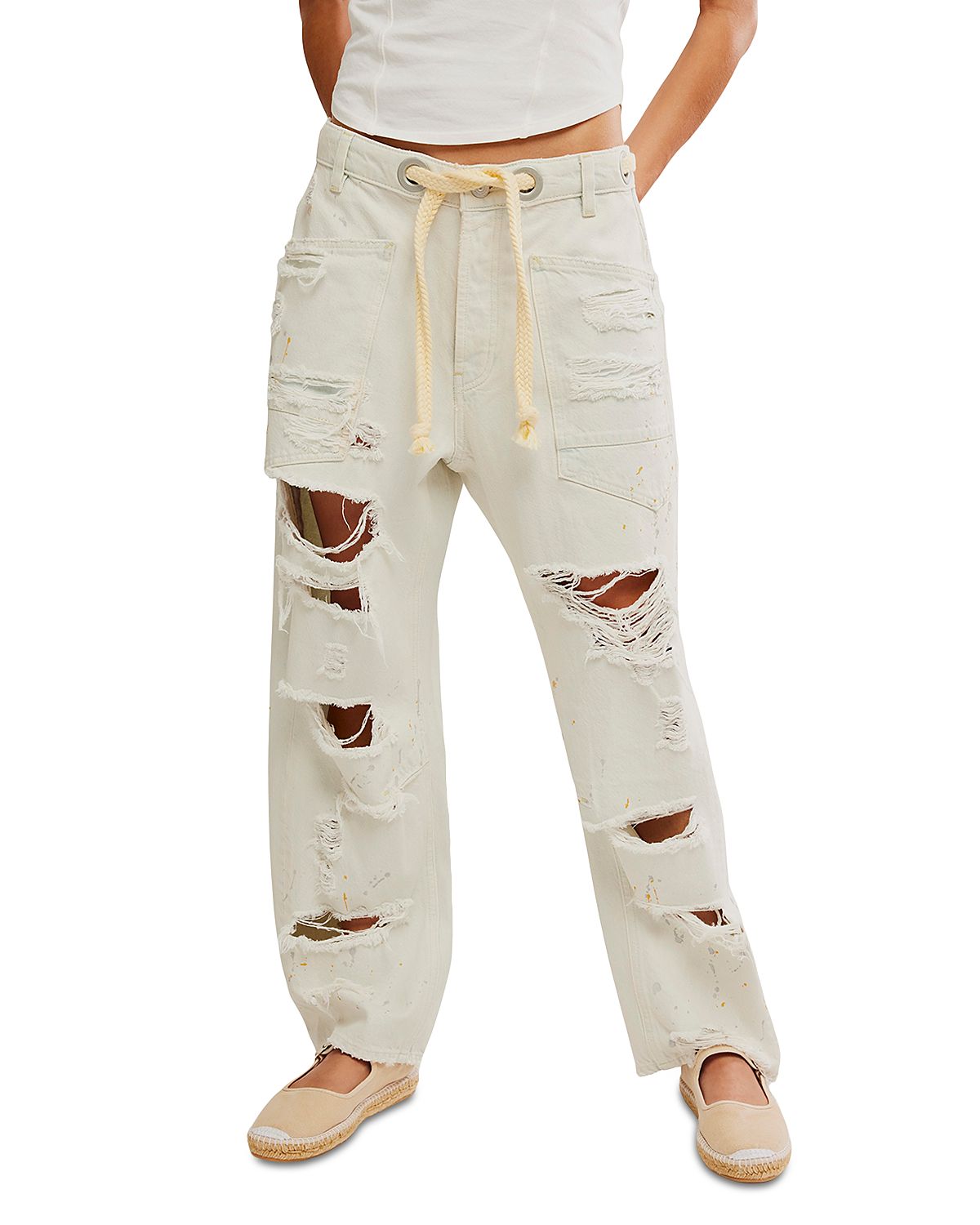 Free People We The Free Moxie Low Slung Pull On Barrel Jeans