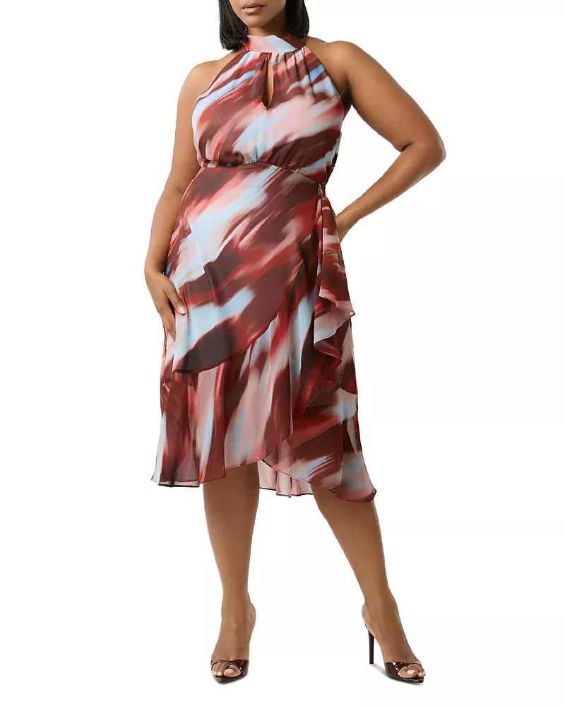 Estelle Plus Madelena Printed Halter Dress