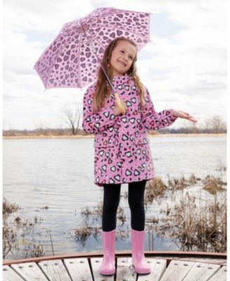 Girls' Polyurethane Heart Rain Jacket - Little Kid