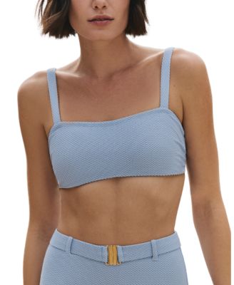 Hermoza Lucia Square Neck Bikini Top Swimsuit In Blue