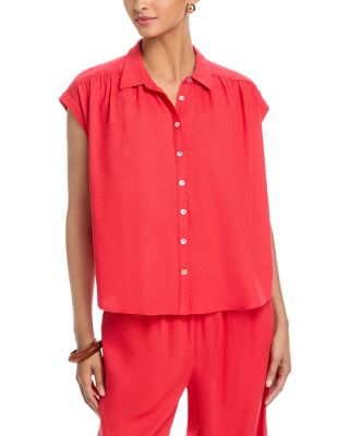 Short Sleeved Button Front Camp Shirt 