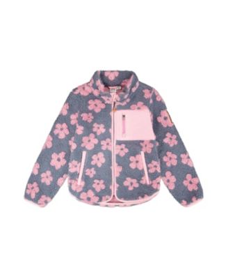Girls' Sherpa Long Sleeve Flowers Jacket - Baby