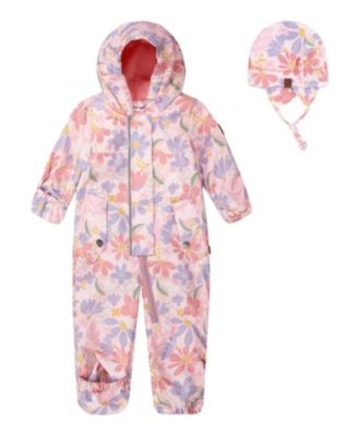 Girls' Mid-Season One-Piece Flower Print Outerwear with Hat - Baby