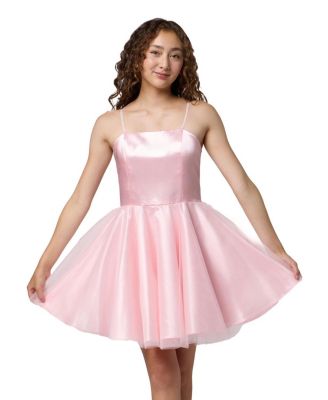  Girls' Satin and Tulle Party Dress in Longer Length - Big Kid