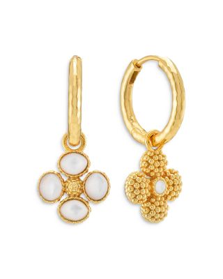 Berry Clover Mother of Pearl Hoop Earrings