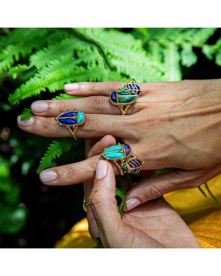 Amethyst & Turquoise Scarab Grande Ring