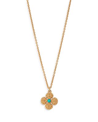 Berry Clover Turquoise Double Sided Charm Necklace, 16"