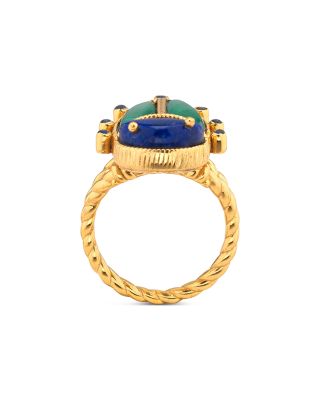 Lapis Lazuli & Malachite Scarab Grande Ring 