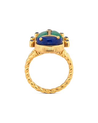 Lapis Lazuli & Malachite Scarab Grande Ring