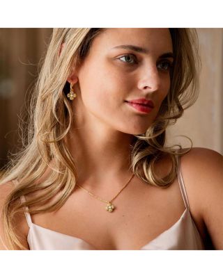 Berry Clover Mother of Pearl Double Sided Charm Necklace, 16"