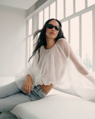 The Sheer Silk Balloon Blouse