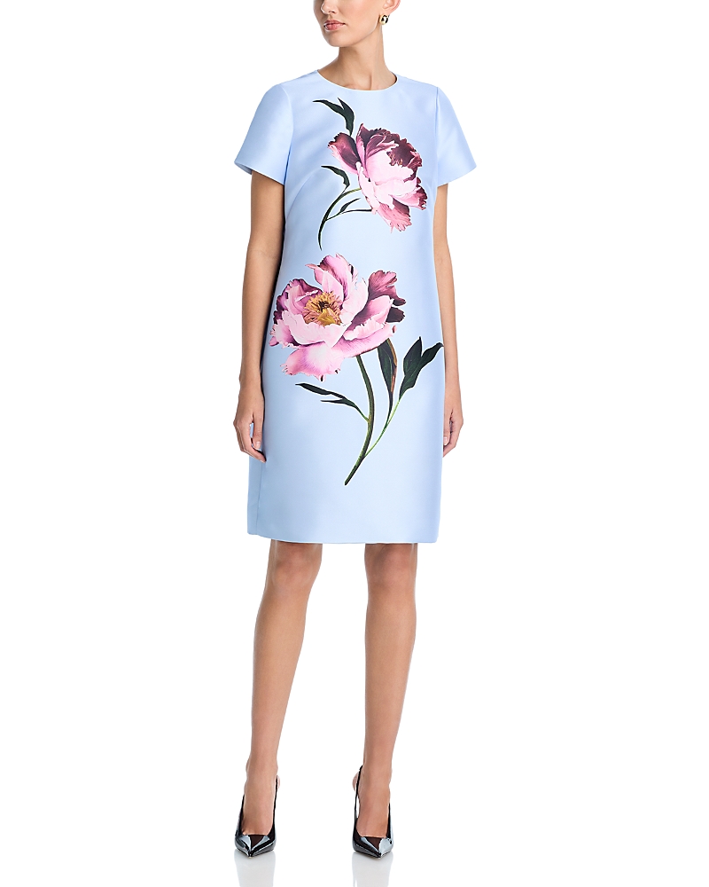Teri Jon by Rickie Freeman Faille Placement Floral Dress
