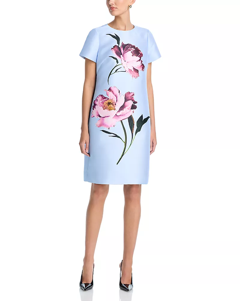 Teri Jon by Rickie Freeman Faille Placement Floral Dress