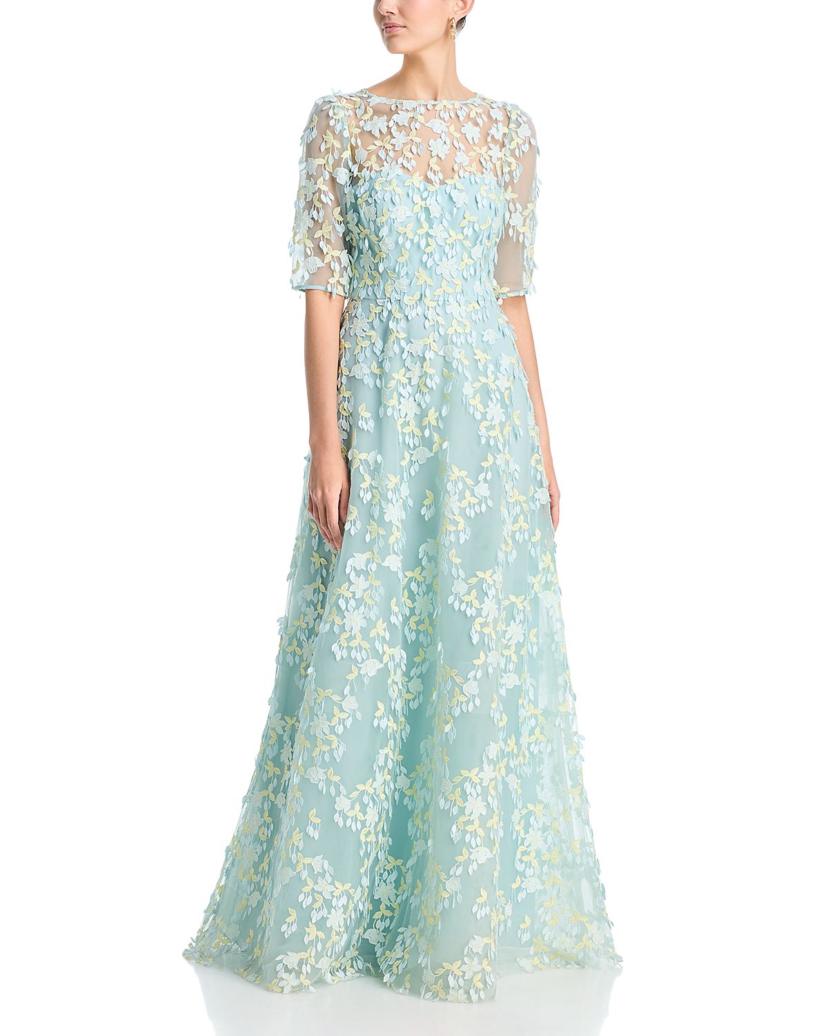 Teri Jon by Rickie Freeman Tulle 3D Petal Gown